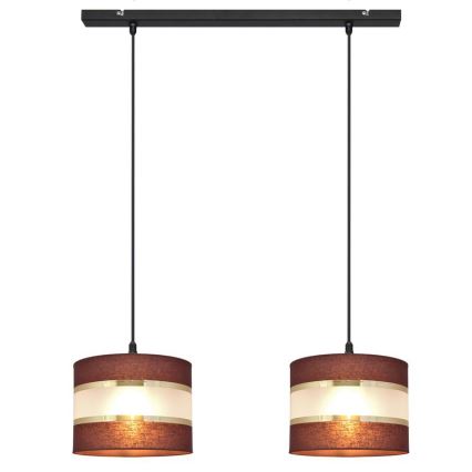 Hanglamp aan een koord HELEN 2xE27/15W/230V bruin/zwart/gouden