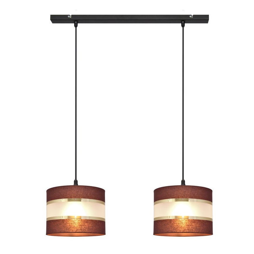 Hanglamp aan een koord HELEN 2xE27/15W/230V bruin/zwart/gouden