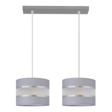 Hanglamp aan een koord HELEN 2xE27/15W/230V grijs/zilver