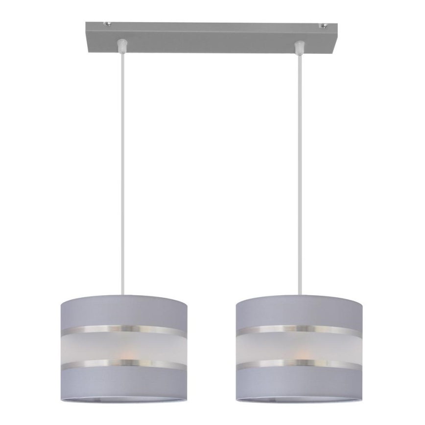 Hanglamp aan een koord HELEN 2xE27/15W/230V grijs/zilver