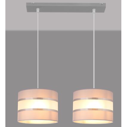 Hanglamp aan een koord HELEN 2xE27/15W/230V grijs/zilver