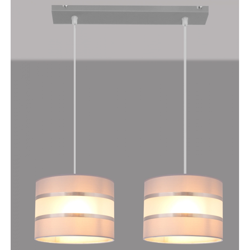 Hanglamp aan een koord HELEN 2xE27/15W/230V grijs/zilver
