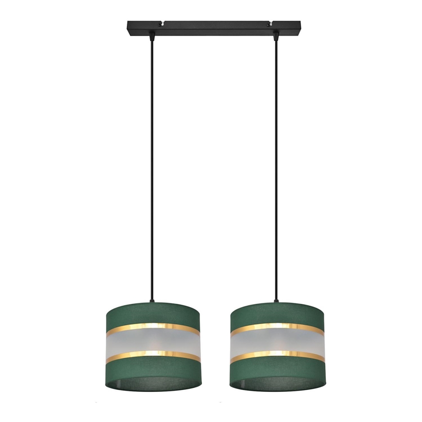 Hanglamp aan een koord HELEN 2xE27/15W/230V groen/goud