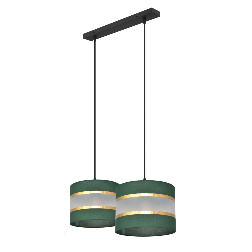 Hanglamp aan een koord HELEN 2xE27/15W/230V groen/goud