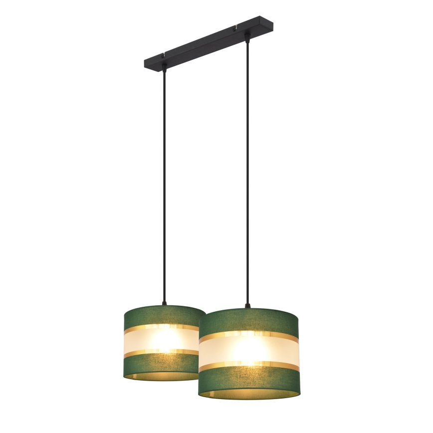 Hanglamp aan een koord HELEN 2xE27/15W/230V groen/goud