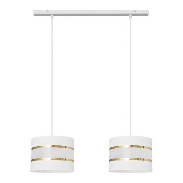 Hanglamp aan een koord HELEN 2xE27/15W/230V wit/gouden