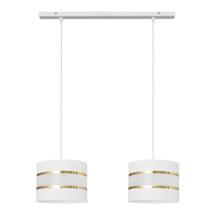 Hanglamp aan een koord HELEN 2xE27/15W/230V wit/gouden
