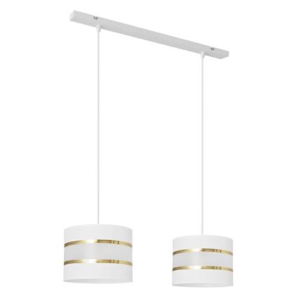 Hanglamp aan een koord HELEN 2xE27/15W/230V wit/gouden