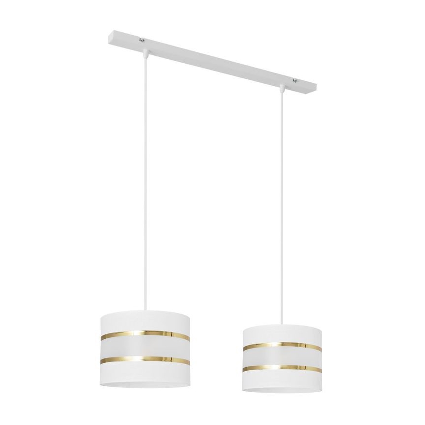 Hanglamp aan een koord HELEN 2xE27/15W/230V wit/gouden