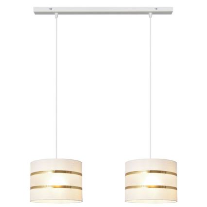 Hanglamp aan een koord HELEN 2xE27/15W/230V wit/gouden