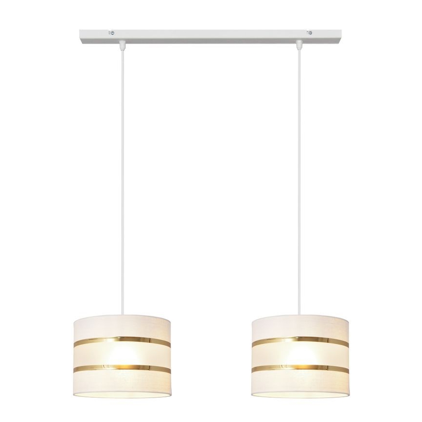Hanglamp aan een koord HELEN 2xE27/15W/230V wit/gouden