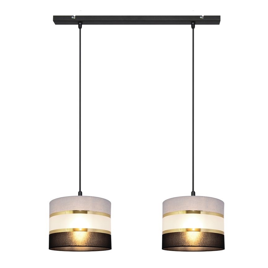 Hanglamp aan een koord HELEN 2xE27/15W/230V zwart/grijs/gouden