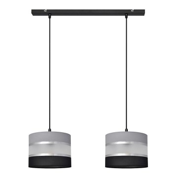 Hanglamp aan een koord HELEN 2xE27/15W/230V zwart/grijs/zilver