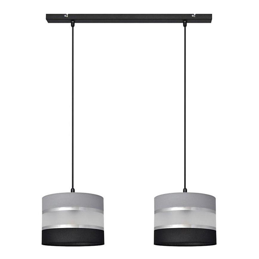 Hanglamp aan een koord HELEN 2xE27/15W/230V zwart/grijs/zilver