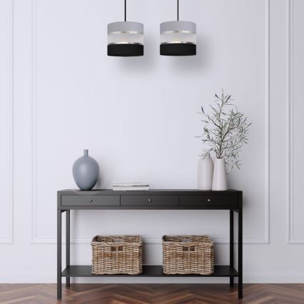Hanglamp aan een koord HELEN 2xE27/15W/230V zwart/grijs/zilver