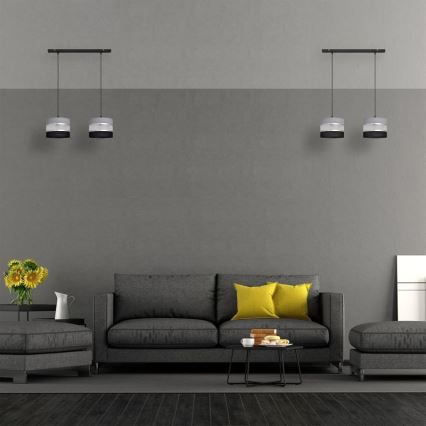 Hanglamp aan een koord HELEN 2xE27/15W/230V zwart/grijs/zilver