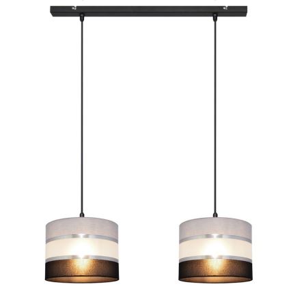 Hanglamp aan een koord HELEN 2xE27/15W/230V zwart/grijs/zilver