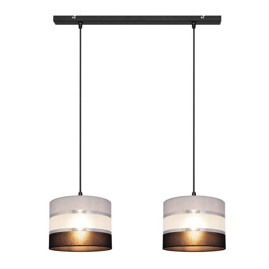 Hanglamp aan een koord HELEN 2xE27/15W/230V zwart/grijs/zilver