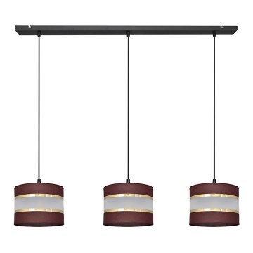 Hanglamp aan een koord HELEN 3xE27/15W/230V bruin/zwart/gouden