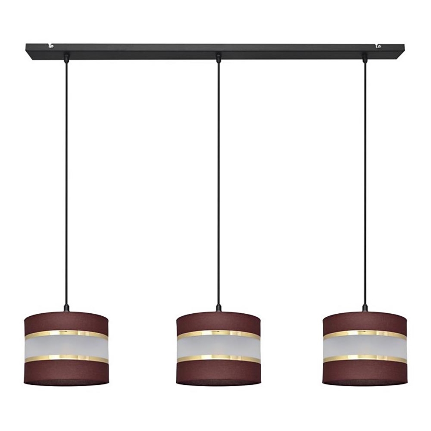 Hanglamp aan een koord HELEN 3xE27/15W/230V bruin/zwart/gouden