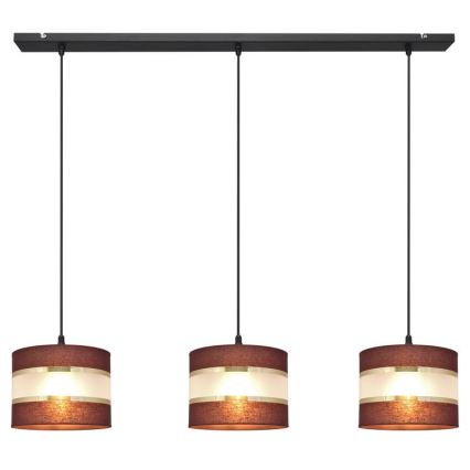 Hanglamp aan een koord HELEN 3xE27/15W/230V bruin/zwart/gouden