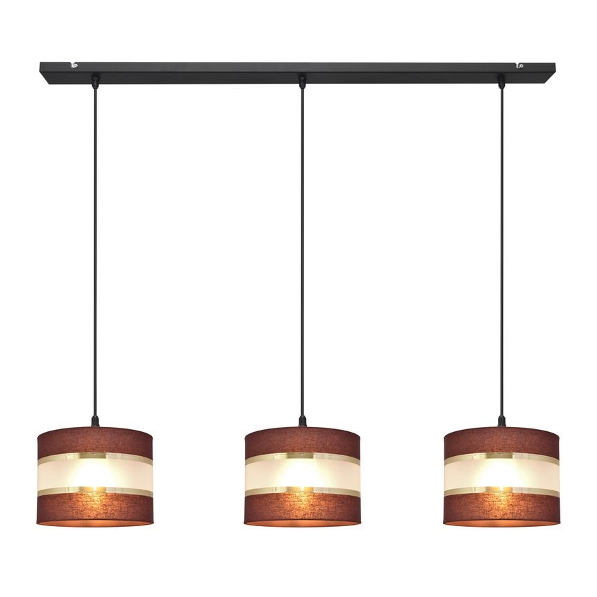 Hanglamp aan een koord HELEN 3xE27/15W/230V bruin/zwart/gouden