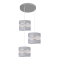 Hanglamp aan een koord HELEN 3xE27/15W/230V grijs/zilver
