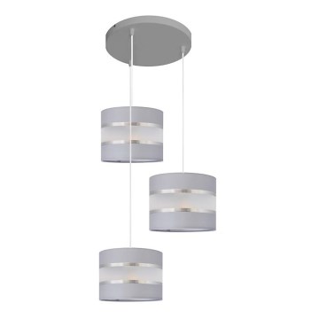 Hanglamp aan een koord HELEN 3xE27/15W/230V grijs/zilver
