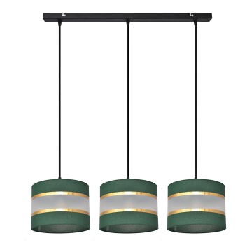 Hanglamp aan een koord HELEN 3xE27/15W/230V groen/goud
