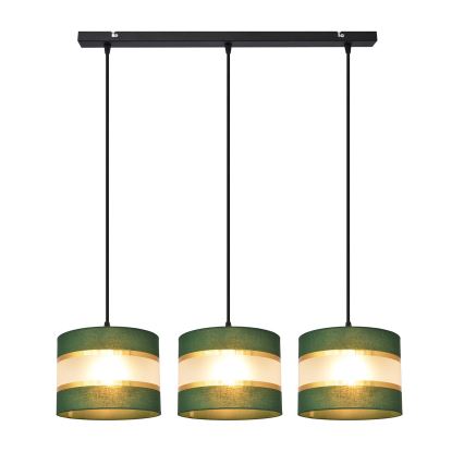 Hanglamp aan een koord HELEN 3xE27/15W/230V groen/goud