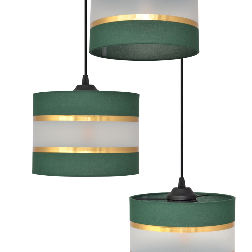 Hanglamp aan een koord HELEN 3xE27/15W/230V groen/goud