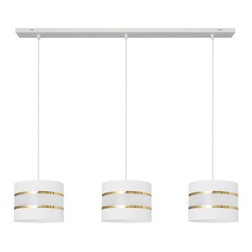 Hanglamp aan een koord HELEN 3xE27/15W/230V wit/gouden