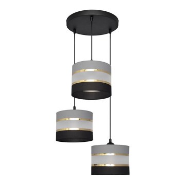 Hanglamp aan een koord HELEN 3xE27/15W/230V zwart/grijs/gouden