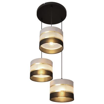 Hanglamp aan een koord HELEN 3xE27/15W/230V zwart/grijs/gouden