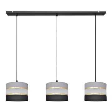 Hanglamp aan een koord HELEN 3xE27/15W/230V zwart/grijs/gouden