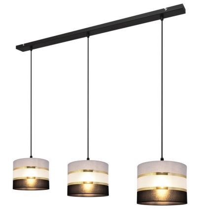 Hanglamp aan een koord HELEN 3xE27/15W/230V zwart/grijs/gouden