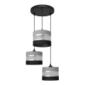 Hanglamp aan een koord HELEN 3xE27/15W/230V zwart/grijs/zilver