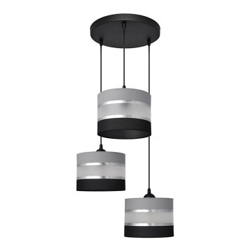Hanglamp aan een koord HELEN 3xE27/15W/230V zwart/grijs/zilver
