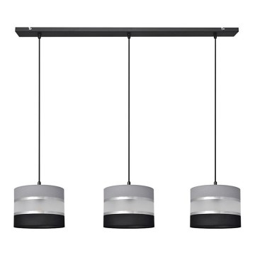 Hanglamp aan een koord HELEN 3xE27/15W/230V zwart/grijs/zilver