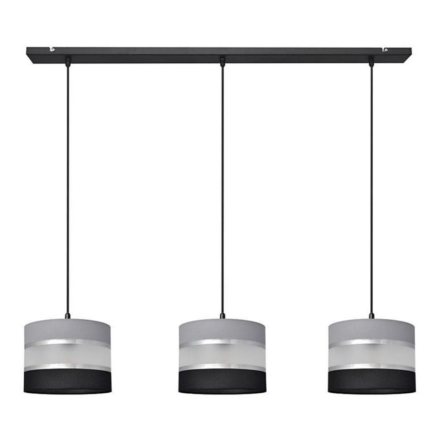 Hanglamp aan een koord HELEN 3xE27/15W/230V zwart/grijs/zilver