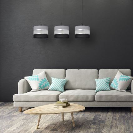 Hanglamp aan een koord HELEN 3xE27/15W/230V zwart/grijs/zilver