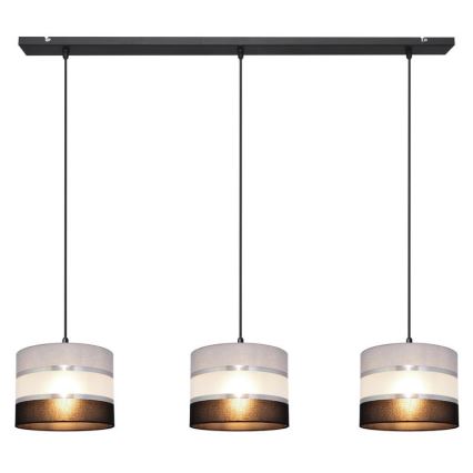 Hanglamp aan een koord HELEN 3xE27/15W/230V zwart/grijs/zilver