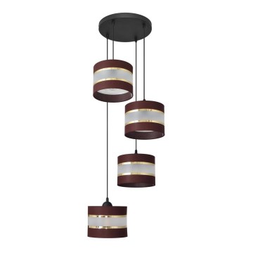 Hanglamp aan een koord HELEN 4xE27/15W/230V bruin/zwart/gouden
