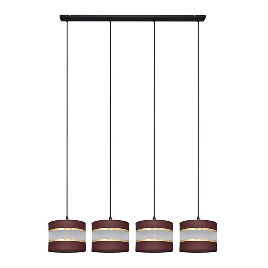 Hanglamp aan een koord HELEN 4xE27/15W/230V bruin/zwart/gouden