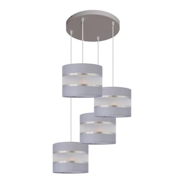 Hanglamp aan een koord HELEN 4xE27/15W/230V grijs/zilver