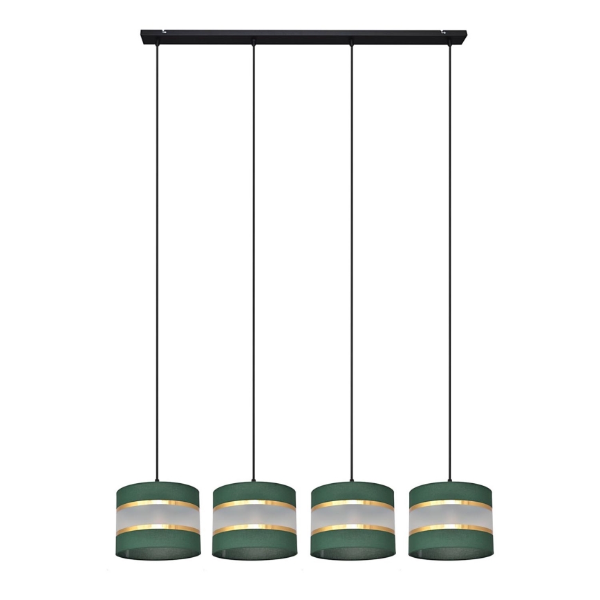 Hanglamp aan een koord HELEN 4xE27/15W/230V groen/goud