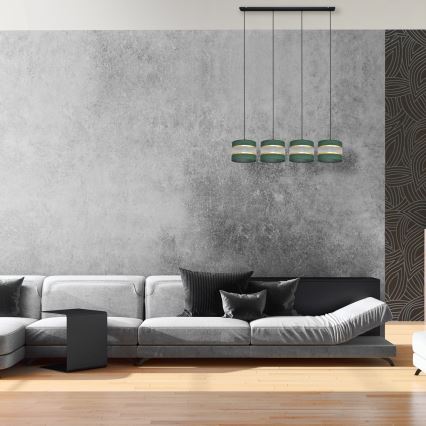 Hanglamp aan een koord HELEN 4xE27/15W/230V groen/goud