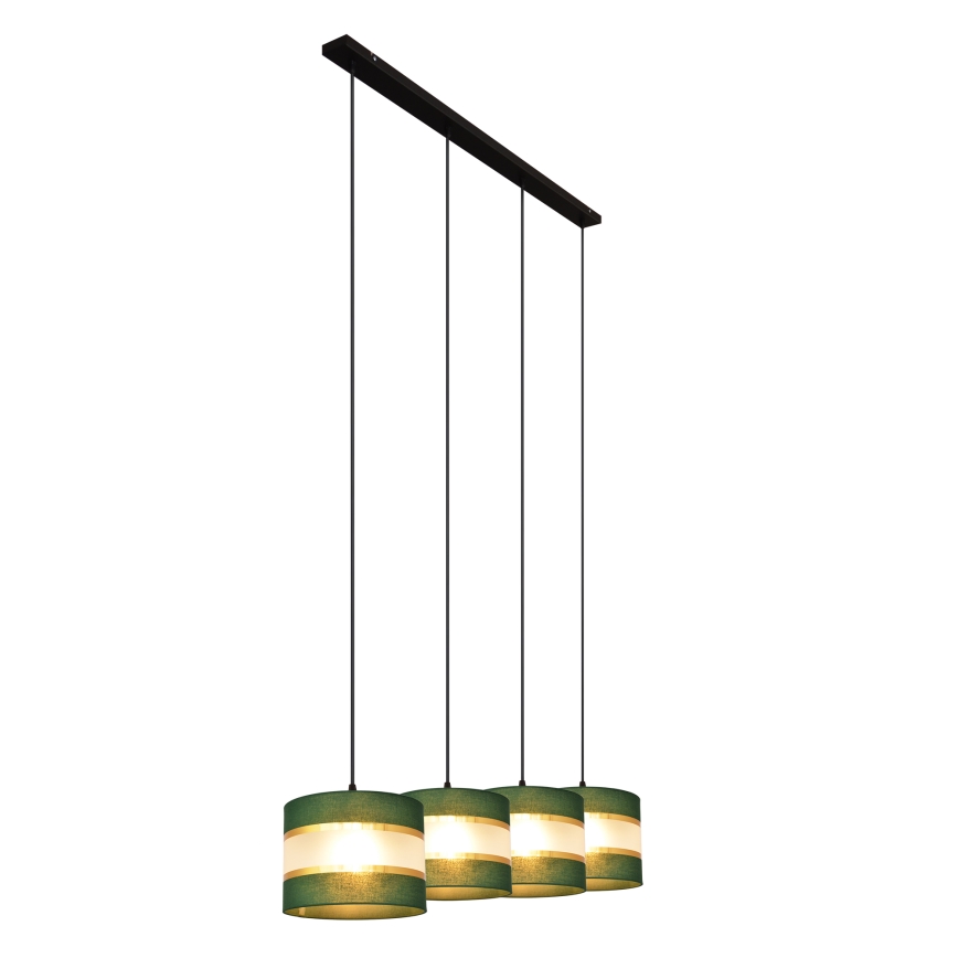Hanglamp aan een koord HELEN 4xE27/15W/230V groen/goud