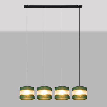 Hanglamp aan een koord HELEN 4xE27/15W/230V groen/goud
