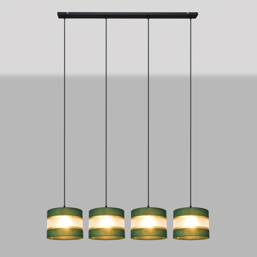 Hanglamp aan een koord HELEN 4xE27/15W/230V groen/goud